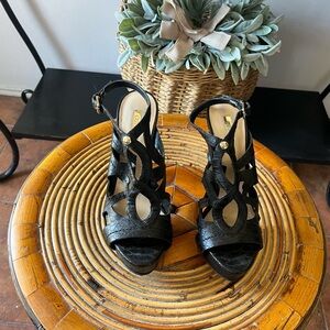 Guess Black Cutout Strappy High Heel Sandals